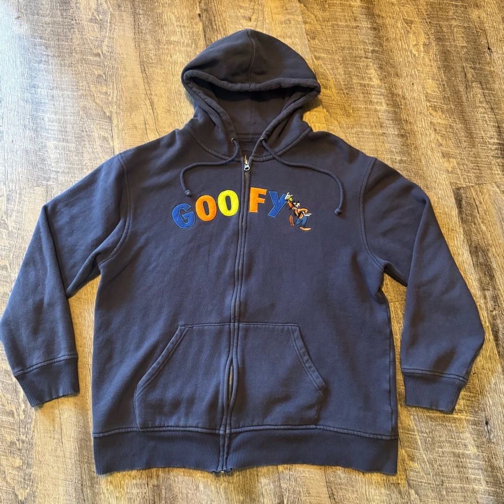 Like new - Goofy Character Navy Zip-Up Sweater